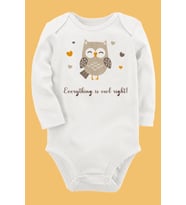 Organik Baskılı Pamuklu Unisex Bebek Body UZUNE243