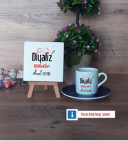 Diyaliz Teknikeri Dekoratif Taş, Türk Kahvesi Fincanı Kırmızı İsme Özel Hediye Diyaliz Teknikerine Hediye (Model 2)
