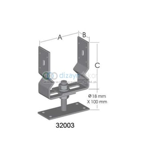 Paslanmaz Ağır Yük Pergola Ayağı Ayarlı Tablalı 10-15 Cm