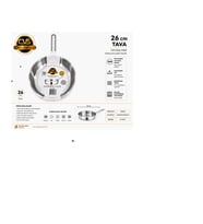 CVS 304 ELİT PLATİN KULP 26 CM ÇELİK TAVA*8 100-960