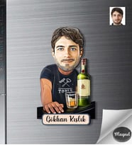 Kişiye Özel Barmen Erkek  Ahşap Magnet -1