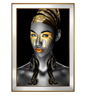 Kadın Motifli Kanvas Tablo 50 x 70 cm Aynalı Gold Çerçeve