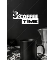 Coffee Time Kahve Zamanı Figürlü Ahşap Duvar Dekorasyonu Tablosu (Beyaz)