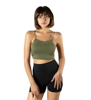 Kadın Haki İp Askılı Crop Top Büstiyer Bluz Atlet 23K-TRP-CRP01