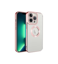 Apple iPhone 14 Pro Uyumlu Kılıf Kamera Korumalı Logo Gösteren Zore Omega Kapak (Rose Gold Altın)