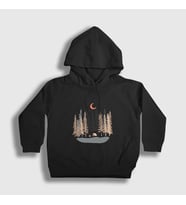 Presmono Unisex Çocuk Siyah Forest Camper Kamp Kapüşonlu Sweatshirt 371471tt