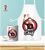 Kişiye Özel En İyi Chef- Aşçı Karikatürlü Mutfak Önlüğü & Kupa Seti