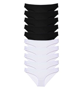 10 adet Eko Set Likralı Kadın Slip Külot Siyah Beyaz