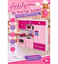 Anlily İlk Mutfak Setim Pembe Açılabilir Dolaplı Gerçekçi Oyuncak Mutfak Seti ve Bebek Aksesuarları 3+ Yaş