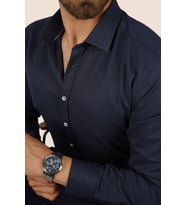 Lacivert Baklava Desen Slimfit Hediye Kutulu Erkek Gömlek (Lacivert)