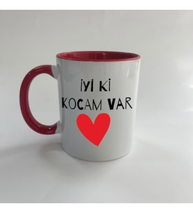 İyi Ki Kocam Var Baskılı Kırmızı Mega Sevgililer Günü Kupası