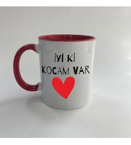 İyi Ki Kocam Var Baskılı Kırmızı Mega Sevgililer Günü Kupası