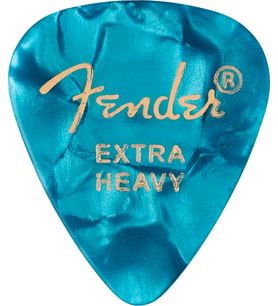Fender 1980351608 351 Premium Extra Heavy Gitar Penası (Ocean Turquoise) Okyanus Turkuazı Rengi Selüloit Malzeme ile Doğal Çalım Hissi