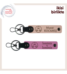 İsim Eklenebilir Şık Hediye – Üç Ayyıldız Motifli Kişisel İsimli Anahtarlık Takımı, Yavru Ağzı-Pembe