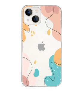 Apple iPhone 13 Uyumlu Kapak Karışık Renkler Tasarımlı Şeffaf Silikon Kılıf