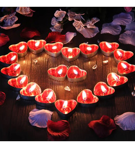 Kalpli 50’li Tealight Mum+5 adet 15x21 resim baskısı+kurumuş kırmızı yapraklar