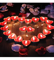 Kalpli 50’li Tealight Mum+5 adet 15x21 resim baskısı+kurumuş kırmızı yapraklar