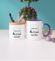 Laborant Kupa Bardak Lacivert ve Kalemlik