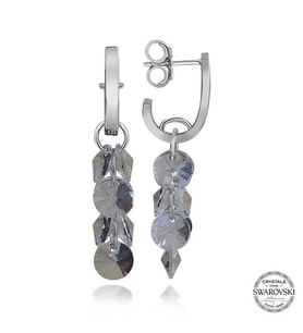 Swarovski Crystal Taşlı Gümüş Salkım Sallantılı Çivili Kadın Küpe