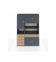 Hyperion Dolap 9 Raflı 5 Çekmeceli 5 Kapaklı 132x44x195 Antrasit-Antrasit/Çam