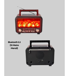 Mey İthalat® Solar Panelli Alev Işıklı Bluetooth Hoparlör – Çoklu Giriş, Uzun Pil Ömrü