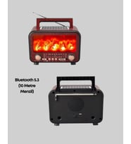 Mey İthalat® Solar Panelli Alev Işıklı Bluetooth Hoparlör – Çoklu Giriş, Uzun Pil Ömrü