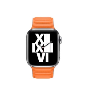 Apple Watch 7/8/9 41mm Kordon Baklalı Deri Kordon (Turuncu)