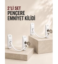 2’li Set Pencere Güvenlik Kilidi Anahtarlı Kablolu Çocuk Emniyet Kilidi Beyaz