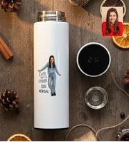 Kişiye Özel Karikatürlü Cute But Libra Terazi Burcu Filtreli Dijital Göstergeli Termos Doğum Günü Hediyesi