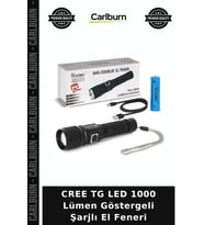 CREE TG LED 1000 Lümen Göstergeli Şarjlı El Feneri Aydınlatma Aracı Fonksiyonel Lamba Avcılık Gereci