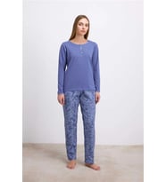 Arias Closet %95 Pamuklu Uzun Kollu T-Shirt ve Desenli Pantolon Pijama Takımı