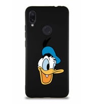 Xiaomi Redmi Note 7 Soft Premier Kapak Donald Duck-A Tasarımlı Silikon Kılıf - Siyah (Şeffaf)