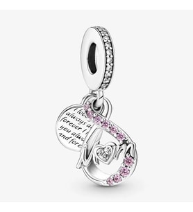 Nur Silver Anne ve Sonsuzluk İşareti Çift Sallantılı Gümüş Charm NUR-CM00215