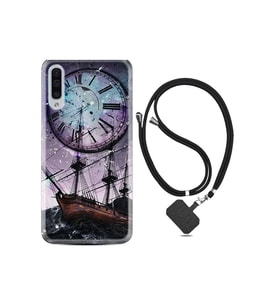 Samsung Galaxy A50 Kılıf Silikon Desen Boyun Askılı Time 1749