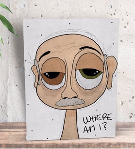 BK Gift The Lazy People Collection Confused Old Guy Tasarımlı Dekoratif Mini Kanvas Tablo 15x20cm-1