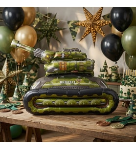4D Tank Folyo Balon 42x70 cm Doğum Günü Parti Süsü Askeri Temalı Dekorasyon Balonu