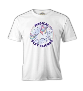 Magical Friends with Unicorn Beyaz Erkek Tshirt