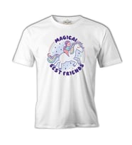 Magical Friends with Unicorn Beyaz Erkek Tshirt