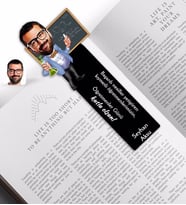 BK Gift Kişiye Özel Erkek Kimya Öğretmeni Karikatürlü Ahşap Kitap Ayracı-1