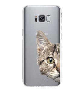 Samsung Galaxy S8 Plus Uyumlu Kamera Korumalı Kapak Catface Tasarımlı  Şeffaf  Kılıf
