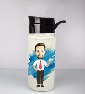 Kişiye Özel Karikatür Tasarım Özel Koruma Kılıflı Cam Matara 96109