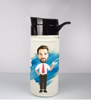 Kişiye Özel Karikatür Tasarım Özel Koruma Kılıflı Cam Matara 96109
