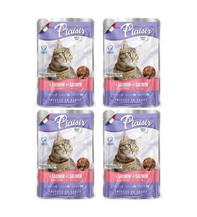 Plaisir 100Gr Pouch Salmon and Cod Somon Morina Etli 4Adet Kedi Maması (Mavi)