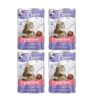 Plaisir 100Gr Pouch Salmon and Cod Somon Morina Etli 4Adet Kedi Maması (Mavi)