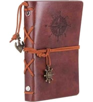 Pusula Temalı Deri Defter – Bağcıklı Nostaljik Retro Vintage Tasarım, Spiralli Denizci Konseptli Eskitme Sayfalı Çizgisiz Günlük Anı Hatıra Ajanda  Premium Hediyelik Seri