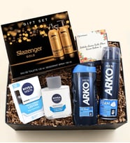 Arko Men Tıraş Köpüğü & Arko Men Tıraş Kolonyası & Nıvea Tıraş Sonrası Losyon & Slazenger Active Sport Deodorant+Parfüm Seti Hediye Seti