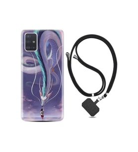 Samsung Galaxy A51 Kılıf Desenli Silikon Ipli Boyun Askılı Kız Ve Ejderha 1742