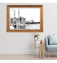 Altın Varaklı  Çerçeveli Paspartulu Tablo ndd1477 (Gold)