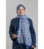 Saks Mavisi Desenli Şal Kesik Elyaf Dijital Baskılı Pamuksu Leopar 202116_24