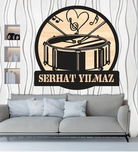 Trampet Davul Müzik Ahşap Duvar tablo